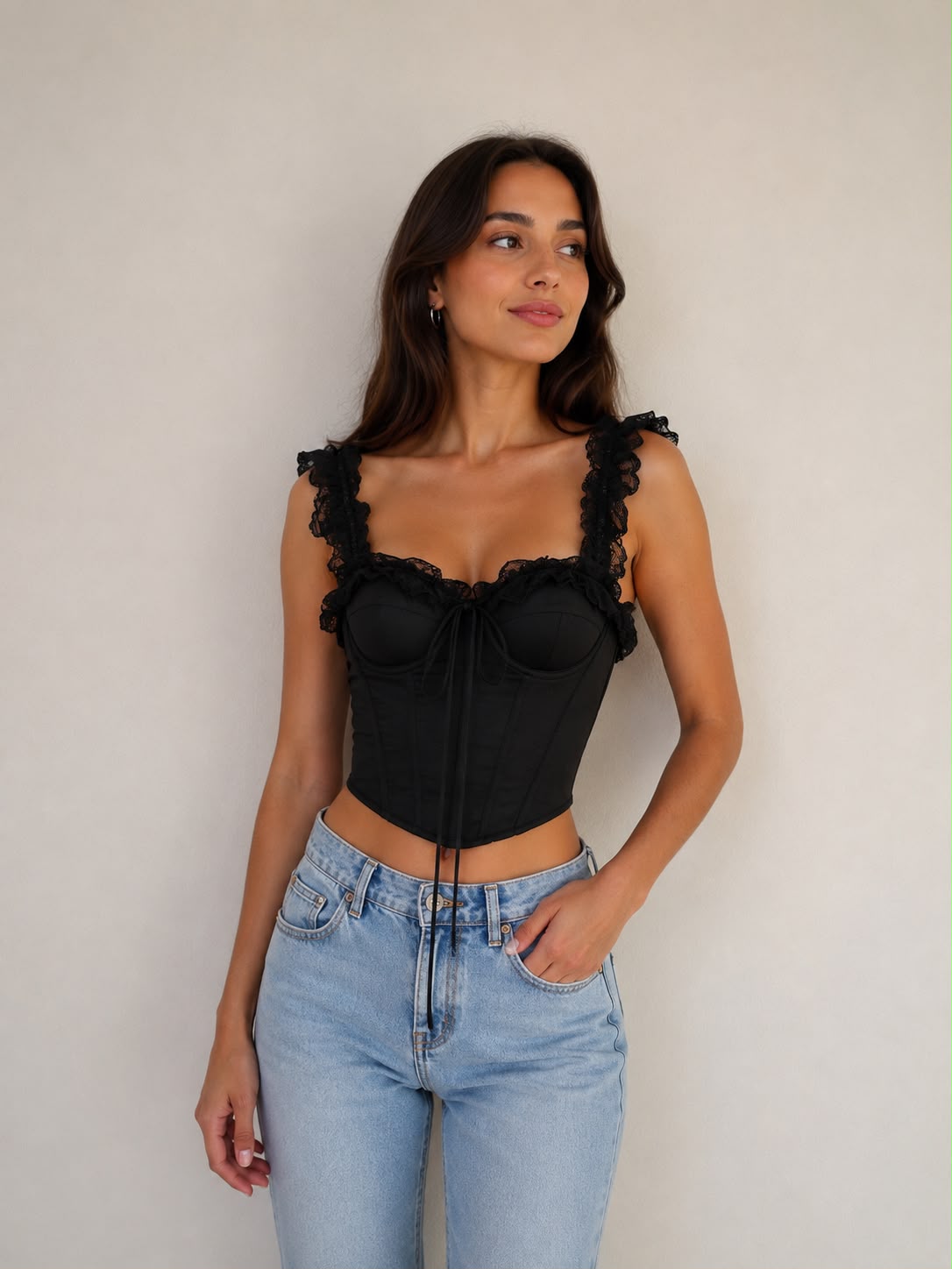 Kadın Açık Mavi İnci İşlemeli Denim Ceket RV00168